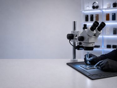 Trabajo de microsoldadura sobre una placa